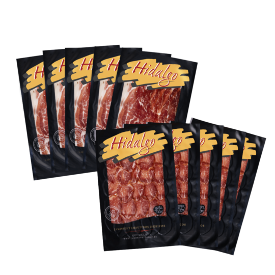 Pack 5 sobres de Jamón de Bellota Ibérico y 5 sobres de Lomo de Bellota Ibérico loncheado a máquina